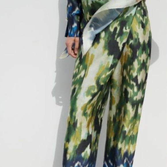 NEW ZARA WOMAN SS23 HIGH WAISTED PRINTED PAREO PANTS MULTICOLORED ABSTACT - Picture 2 of 6